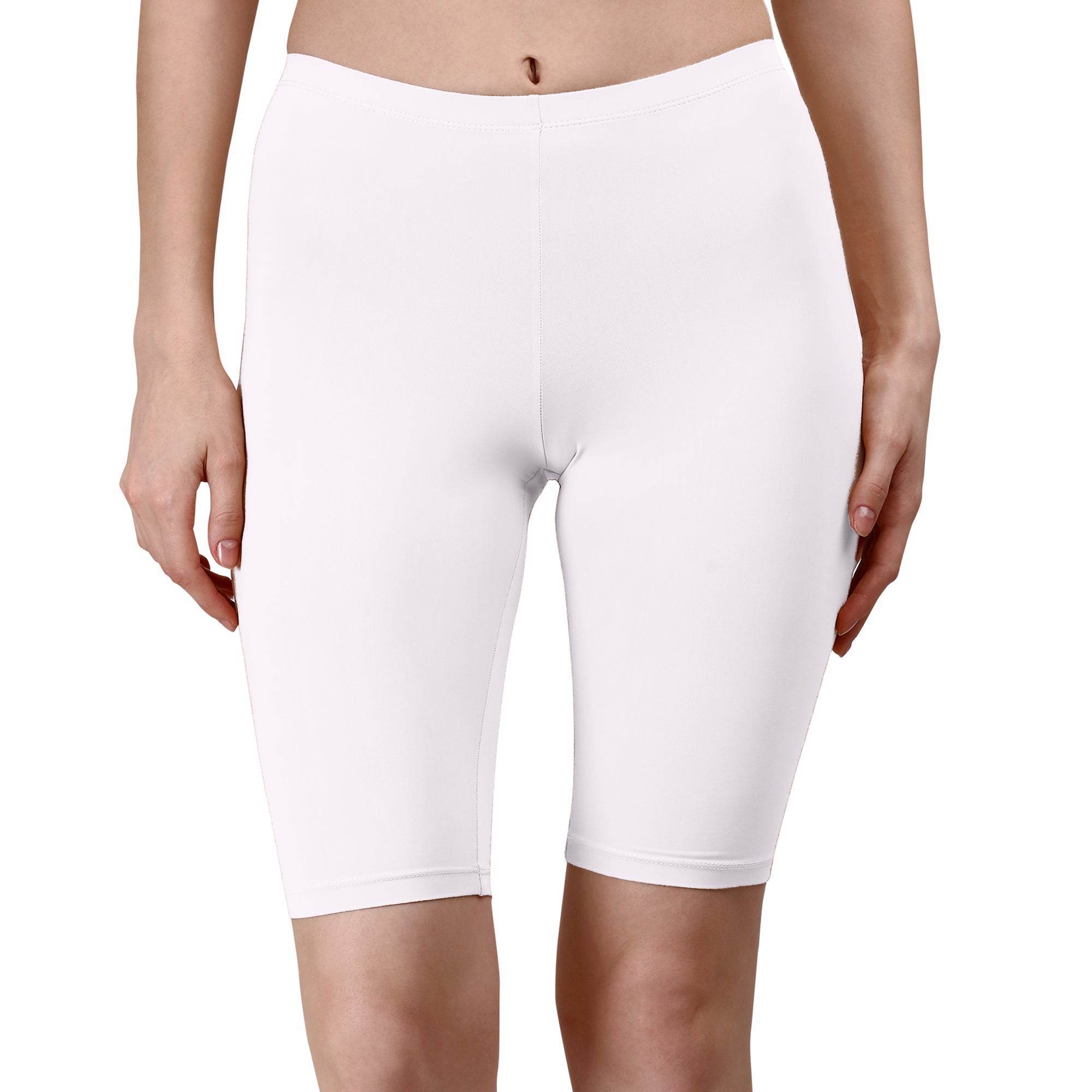 High Waisted Bike Shorts Cotton Solid Polyamide Spandex Knee