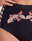 High-Neck Halter Padded Bikini Set with High Waist Brief