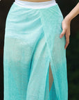 Full Length Ombre Print Overlap Skirt with Side Slit