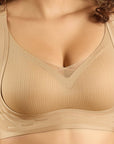 SOIE Woman - Padded Non-Wired Full Coverage Seamless T-Shirt Bra with Mesh Detailing - Bonded Bra -for Women