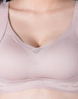 SOIE Woman - Padded Non-Wired Full Coverage Seamless T-Shirt Bra with Mesh Detailing - Bonded Bra -for Women