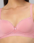 SOIE Woman - Padded Non Wired Medium Coverage Lace Design T-shirt Bra - -for Women