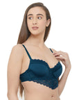 SOIE Woman - Semi/Medium Coverage Padded Wired Demi Cup Lacy Bra - Bra -for Women
