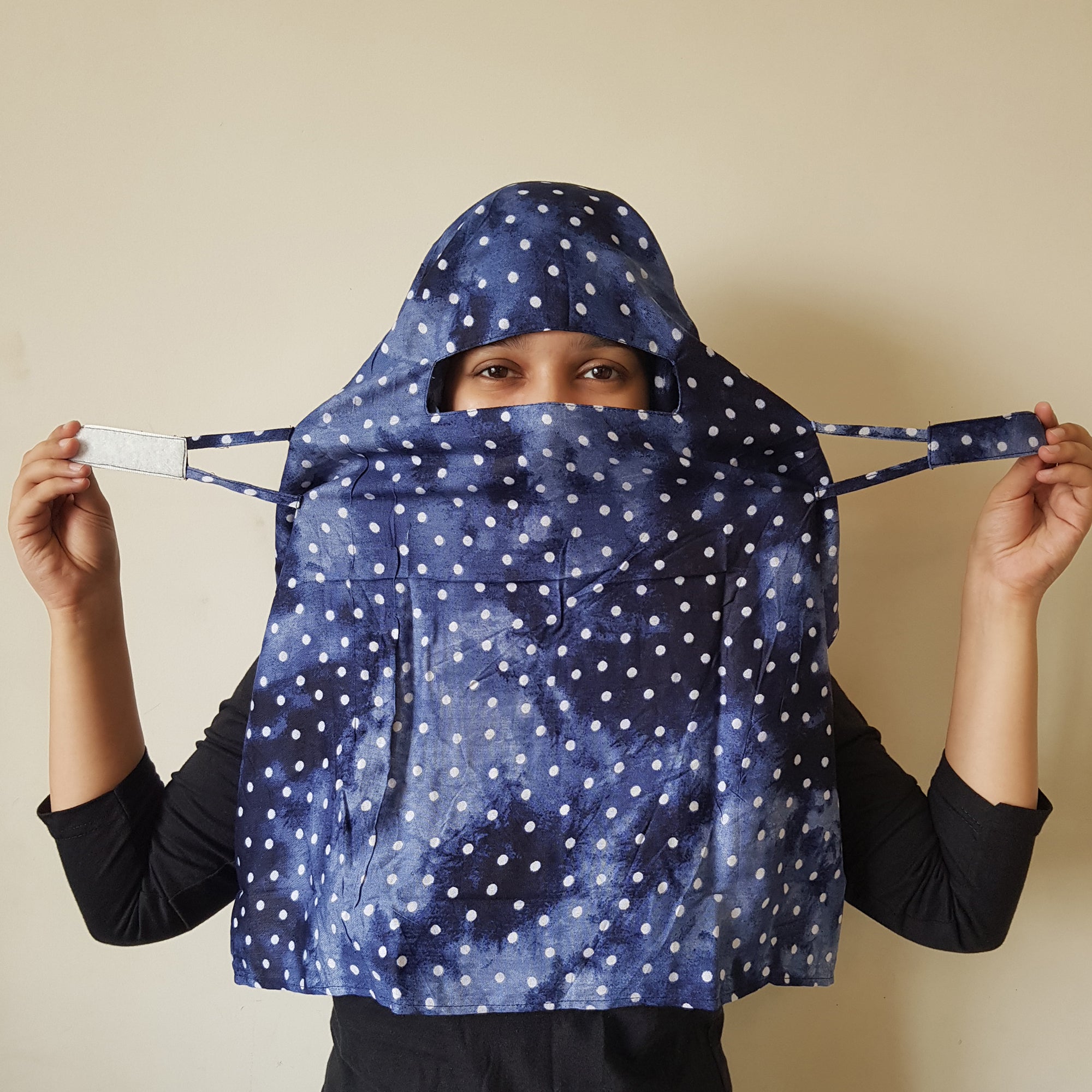 Sun Face Shield (Blue Polka Dot) authentic