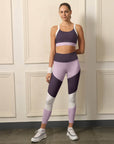 SOIE Woman - Tri-Color Block Sports Bra and Ankle Length Legging set - Athleisure Set -for Women