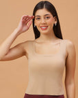 SOIE Woman - Seamless Padded Bra Top with Broad Straps & U-Neckline - Camisole -for Women