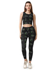 SOIE Woman - Quick-Dry Printed Sleeveless Crop Top & High-Waist Legging Set - Athleisure Set -for Women