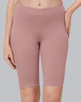 Solid Polyamide Spandex Knee Length Cycling Shorts