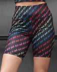 SOIE Woman - High Waist Knee Length Printed Sports Shorts With Pocket - Athleisure Shorts -for Women