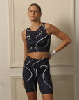 SOIE Woman - Quick-Dry Printed Sleeveless Crop Top & Shorts Set - Athleisure Set -for Women