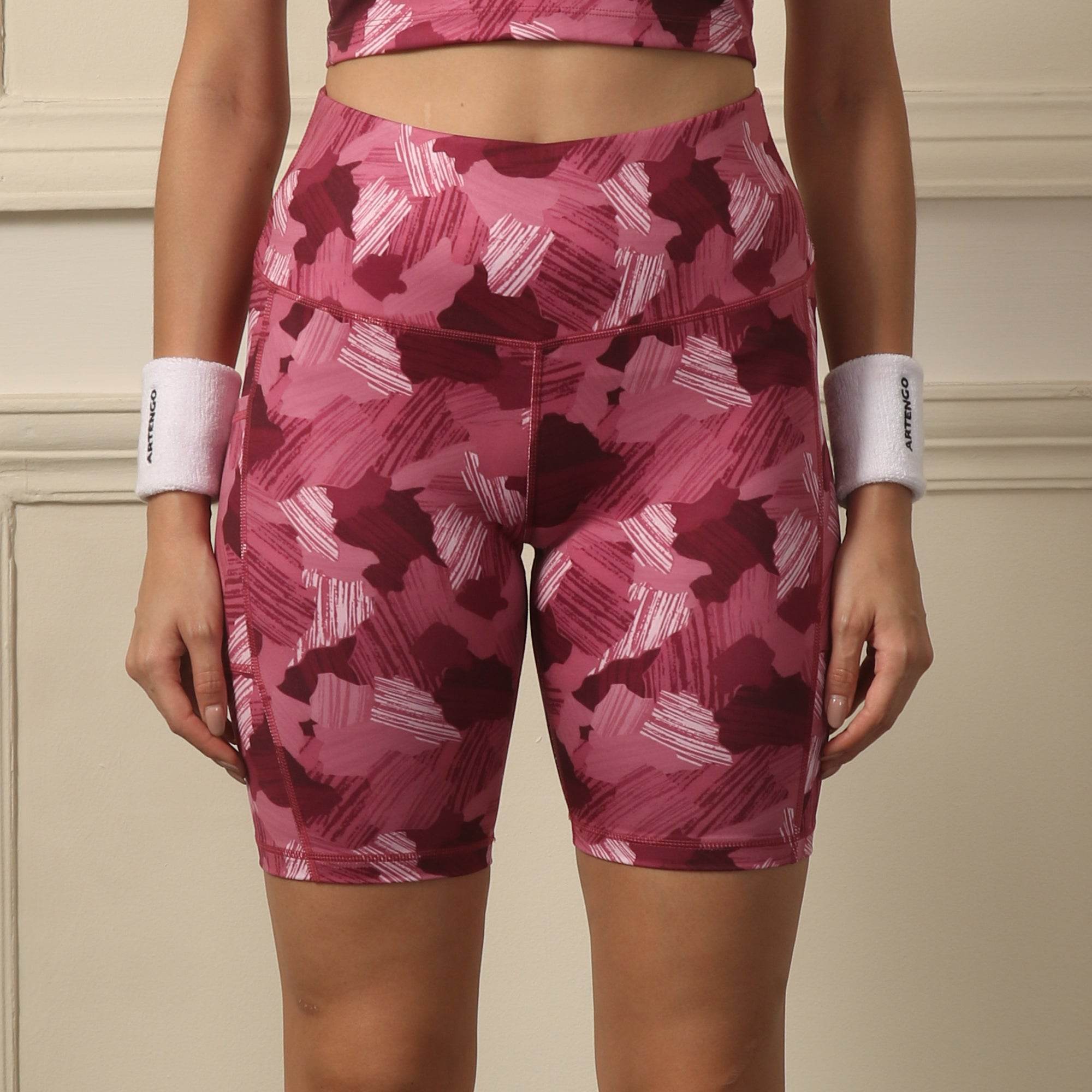 High Waist Knee Length Printed Sports Shorts With Pocket
