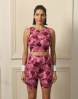 SOIE Woman - Quick-Dry Printed Sleeveless Crop Top & Shorts Set - Athleisure Set -for Women