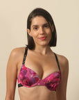 SOIE Woman - Padded Wired Medium Coverage Printed Push Up Look Bra - BeYou -for Women