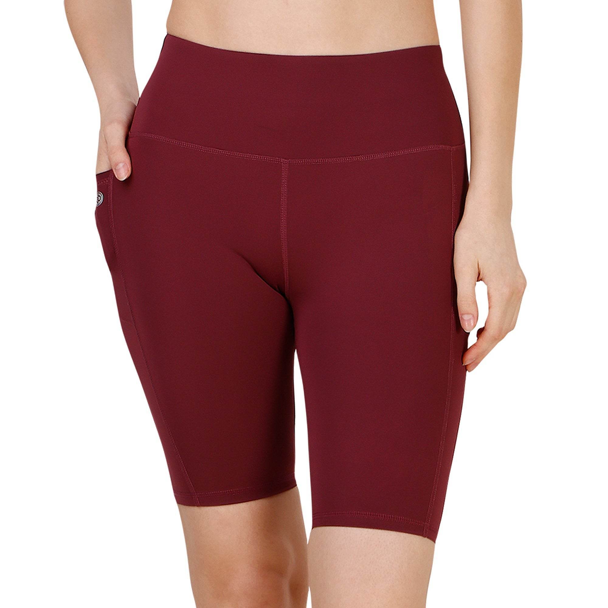 High Waist Knee Length Solid Sports Shorts With Pocket – SOIE Woman