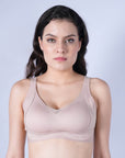 SOIE Woman - Padded Non-Wired Full Coverage Seamless T-Shirt Bra with Mesh Detailing - Bonded Bra -for Women