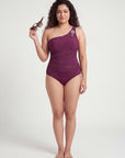 One-Shoulder Mesh Panel Monokini with Removable Padding