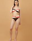 Colour Block Padded Bandeau Bikini Set