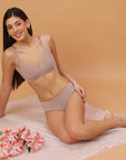 SOIE Woman - Full Coverage Padded Seamless Bra & High-Rise Brief Set - Lingerie set -for Women