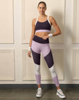 SOIE Woman - Tri-Color Block Sports Bra and Ankle Length Legging set - Athleisure Set -for Women