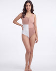 Three-Tone Mesh Front Padded Sleeveless Monokini