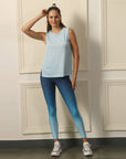 Side Slit Coverup Tee with Gradiant Effect Ankle Length Leggings