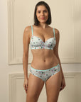 Mid Rise Full Coverage Printed Lacy Brief Panty