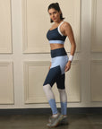 SOIE Woman - Tri-Color Block Sports Bra and Ankle Length Legging set - Athleisure Set -for Women