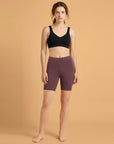 Mid Rise Breathable Cotton Spandex Mid Thigh Length Cycling Shorts