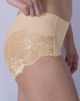 SOIE Woman - Seamless Mid waist Full coverage Lace Brief - Panty -for Women