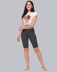 Solid Polyamide Spandex Knee Length Cycling Shorts
