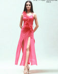 Full-Length Shimmer Mesh Panelled Wrap Skirt