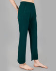 SOIE Woman - Mid Rise Flared Ankle Length Soft Lounge Pants with Side Slit and Pockets - -for Women