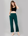 SOIE Woman - Mid Rise Flared Ankle Length Soft Lounge Pants with Side Slit and Pockets - -for Women