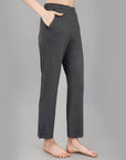 SOIE Woman - Mid Rise Flared Ankle Length Soft Lounge Pants with Side Slit and Pockets - -for Women