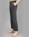 SOIE Woman - Mid Rise Flared Ankle Length Soft Lounge Pants with Side Slit and Pockets - -for Women