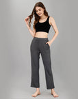 SOIE Woman - Mid Rise Flared Ankle Length Soft Lounge Pants with Side Slit and Pockets - -for Women