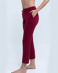 SOIE Woman - Mid Rise Flared Ankle Length Soft Lounge Pants with Side Slit and Pockets - -for Women