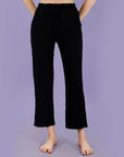 SOIE Woman - Mid Rise Flared Ankle Length Soft Lounge Pants with Side Slit and Pockets - -for Women