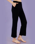 SOIE Woman - Mid Rise Flared Ankle Length Soft Lounge Pants with Side Slit and Pockets - -for Women