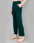 SOIE Woman - Mid Rise Flared Ankle Length Soft Lounge Pants with Side Slit and Pockets - -for Women