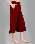 SOIE Woman - Mid Rise Flared Lounge Culottes 3/4 Length with Pockets - -for Women