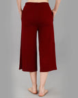 SOIE Woman - Mid Rise Flared Lounge Culottes 3/4 Length with Pockets - -for Women