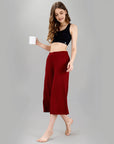 SOIE Woman - Mid Rise Flared Lounge Culottes 3/4 Length with Pockets - -for Women