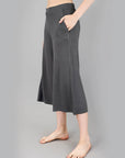 SOIE Woman - Mid Rise Flared Lounge Culottes 3/4 Length with Pockets - -for Women