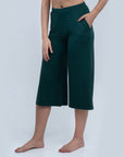 SOIE Woman - Mid Rise Flared Lounge Culottes 3/4 Length with Pockets - -for Women