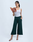 SOIE Woman - Mid Rise Flared Lounge Culottes 3/4 Length with Pockets - -for Women