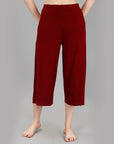 SOIE Woman - Mid Rise Flared Lounge Culottes 3/4 Length with Pockets - -for Women