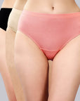 SOIE Woman - High Rise Full Coverage Solid Colour Cotton Stretch Hipster Panty (Pack of 3) - Panty -for Women
