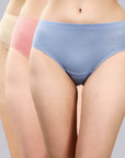 SOIE Woman - High Rise Full Coverage Solid Colour Cotton Stretch Hipster Panty (Pack of 3) - Panty -for Women