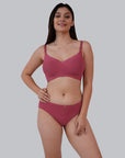 Rose Pink color seamless Lingerie set for women